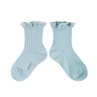 LilI Glacier Blue Sock with Lace Trim