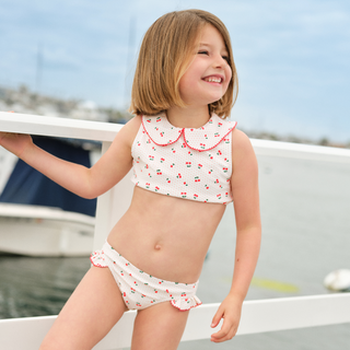 Girls Summer Cherries Rounded Collar Bikini