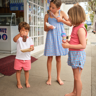 Girls Blue Primrose Smocked Tie Dress