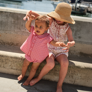 Malibu Gingham Collared Puff Sleeve Bloomer Set
