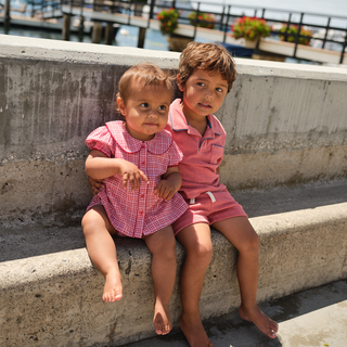 Malibu Gingham Collared Puff Sleeve Bloomer Set