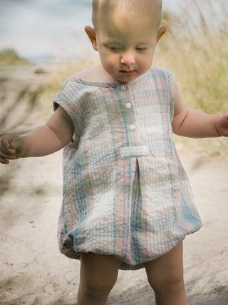 Arctic Blue Seersucker Romper