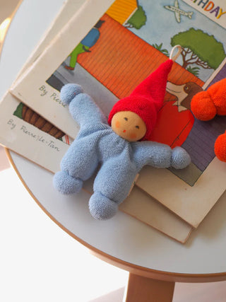 Wichtel Blue Waldorf Rattle Doll