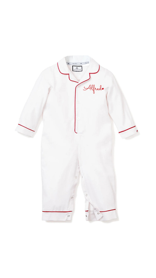 Baby Red Piping Twill Romper