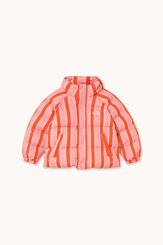 Summer Red and Pink Retro Stripes Padded Jacket