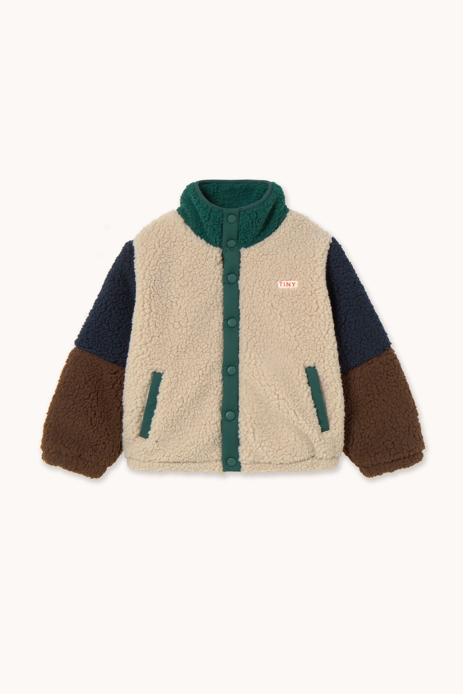 Dark Green Color Block Sherpa Jacket – The Little Being