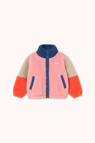 Dark Blue Color Block Sherpa Jacket