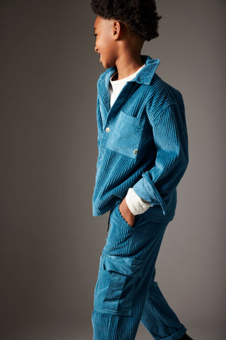 Blue Midnight Wide Corduroy Cargo Pants