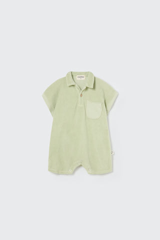 Organic Tender Green Baby Soft Toweling Jumpsuit