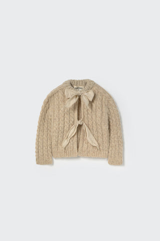 Stone Tweed Tricot Bow Cardigan