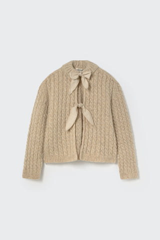 Stone Tweed Tricot Bow Cardigan