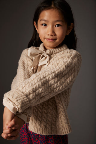 Stone Tweed Tricot Bow Cardigan