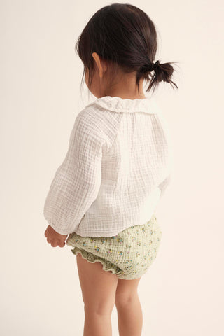 Organic Frosty Green Floral Gauze Baby Bloomers
