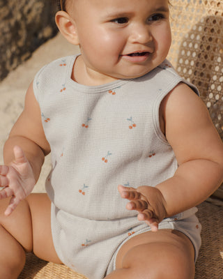 Waffle Cherry Print Playsuit