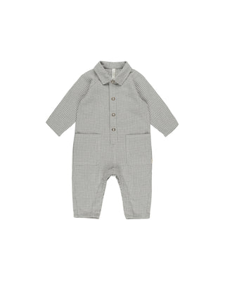 Forest Gingham Collared Baby Jumpsuit