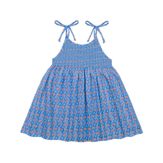 Girls Blue Primrose Smocked Tie Dress