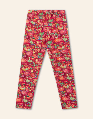 Peppy Floral Leggings in Persian Red