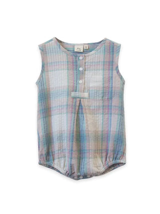 Arctic Blue Seersucker Romper
