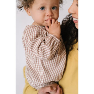 Gingham Long Sleeve One Piece in Thistle