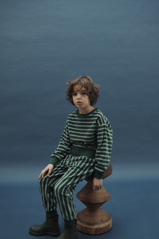 Striped Kiwi Velour Joggers