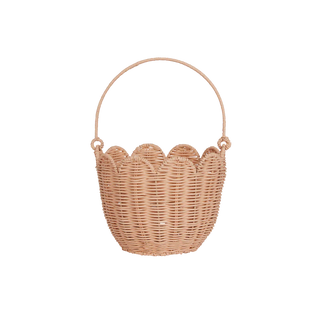 Rattan Tulip Carry Basket in Seashell Pink