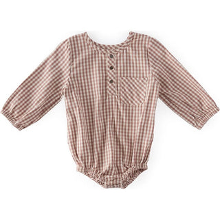 Gingham Long Sleeve One Piece in Thistle