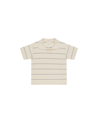 Chandler Knit Polo with Blue Stripe Print