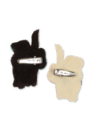 2 Pack Kitty Bow Beaded Hair Clip