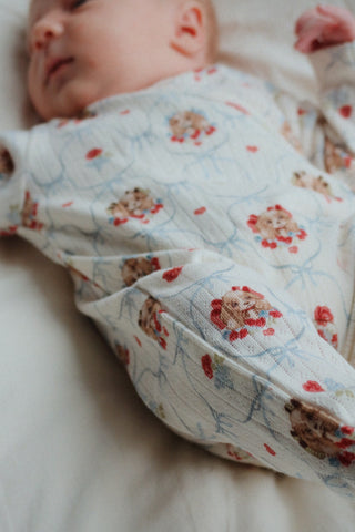 Puppy Bow Newborn Kimono Onesie