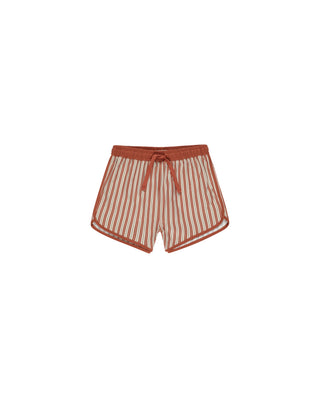 Poppy Pinstripe Swim Trunks