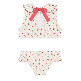 Girls Summer Cherries Rounded Collar Bikini