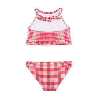 Girls Malibu Gingham Smocked Halter Bikini