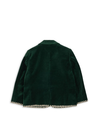 Dark Green Velvet Embroidered Blazer