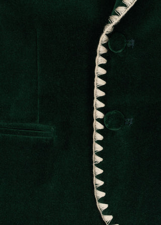 Dark Green Velvet Embroidered Blazer