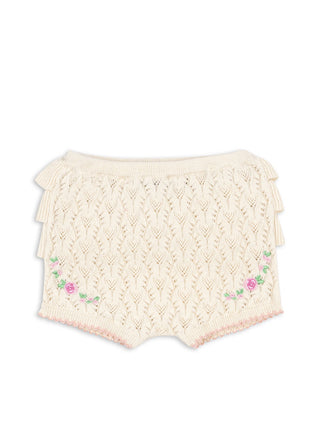 Knit Rose Embroidered Rosier Baby Bloomers