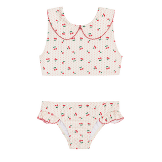 Girls Summer Cherries Rounded Collar Bikini