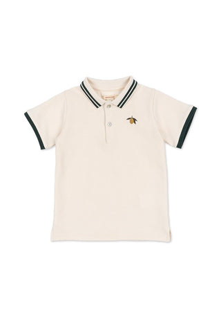 Lemon Embroidered Polo Shirt in Antique White