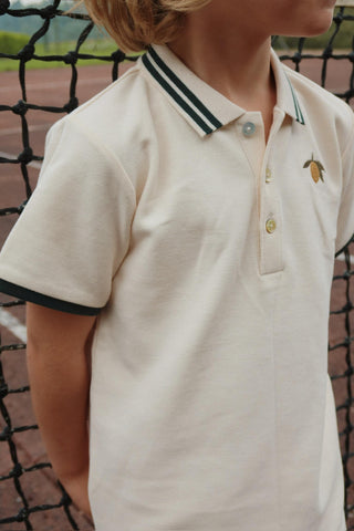 Lemon Embroidered Polo Shirt in Antique White