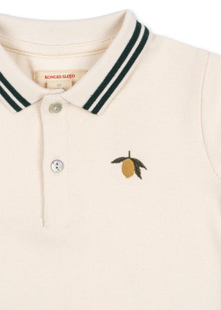 Lemon Embroidered Polo Shirt in Antique White