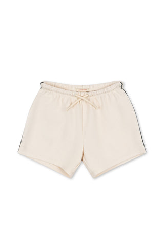 Navy Blue Side Striped Shorts in Antique White