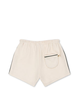 Navy Blue Side Striped Shorts in Antique White