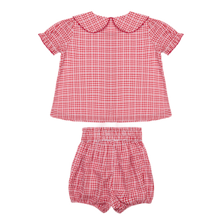 Malibu Gingham Collared Puff Sleeve Bloomer Set