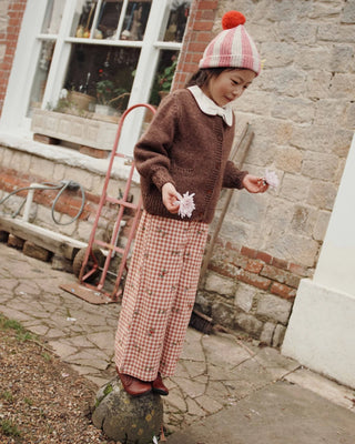 Embroidered Terracotta Gingham Trousers
