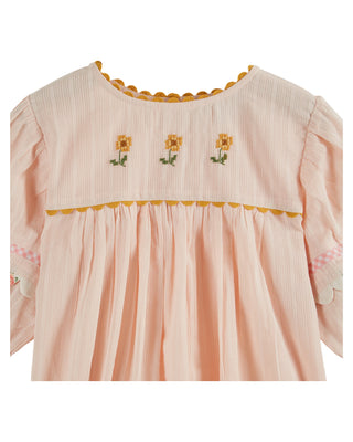 Embroidered Pink Flower Blouse
