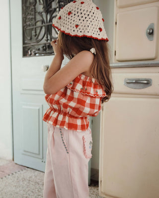 Cream Strawberry Crochet Sun Hat
