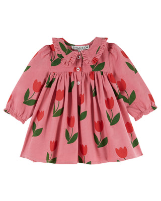 Corduroy Pink Tulip Loose Dress
