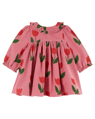 Corduroy Pink Tulip Loose Dress
