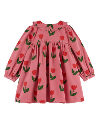 Corduroy Pink Tulip Loose Dress
