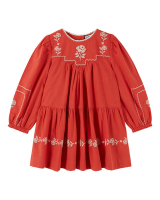 Deep Cherry Red Embroidered Dress
