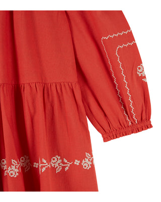Deep Cherry Red Embroidered Dress

